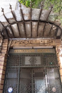 Cairo, Egypt. April 3rd 2025. The closed entrance door to the historic Windsor Hotel, A colonial