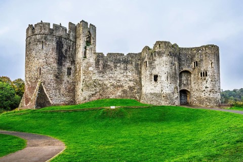 Chepstow Castle, River Wye, Chepstow, Monmouthshire, Wales, UK