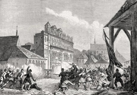 Polish insurgents taking over the town of Kazimierz, historical district of Kraków and Kraków Old