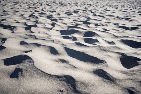 Dry sand on the beach. Grzybowo