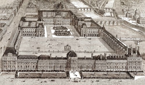 The Tuileries Palace, Tuileries Garden and the Louvre Palace, French museum and historic monument,