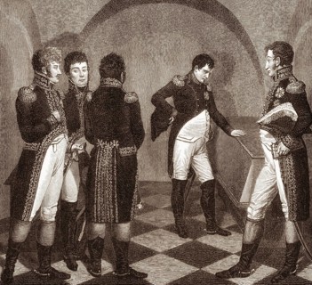 Napoleon I at the tomb of Frederick II. at the Garrison Church in Potsdam, after the battle of