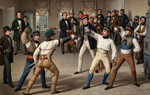 Göttingen scale on straight sabre, historical illustration after F. Felner, digitally edited,