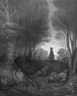 Jesus praying in the Garden of Gethsemane, Matthew chapter 26, verse 39, nature, trees, plants,