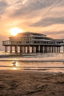 Pier on the beach at sunset, The Hague, Netherlands