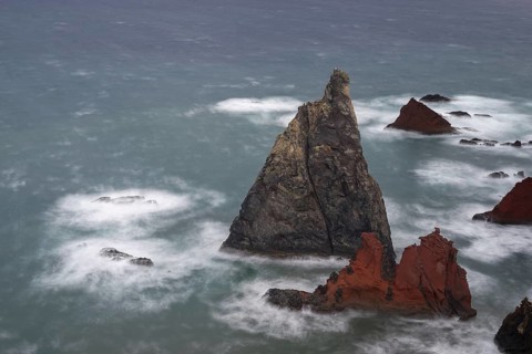Rock formations in the Atlantic Ocean, volcanic peninsula, Ponta de São Lourenço, Ponta de Sao
