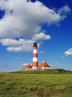 The lighthouse of Westerhever, Westerheversand, Germany, Schleswig-Holstein, St. Peter Ording,