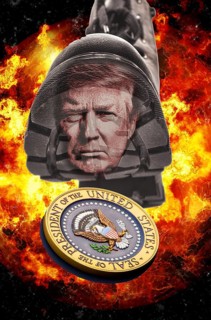 Symbolic image, Trump kicks the great US presidential seal, US democracy in danger, EU and Germany