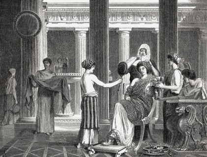Morning scene in an ancient Roman women's boudoir