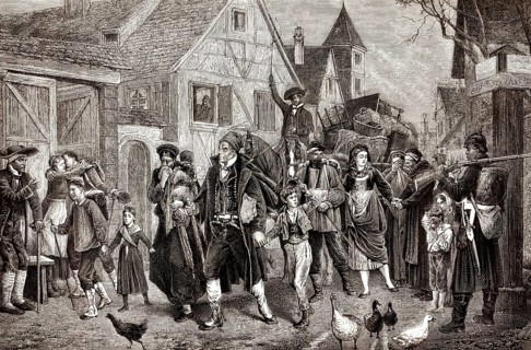 Eine Familie aus dem Elsass wandert nach Frankreich aus, 1872