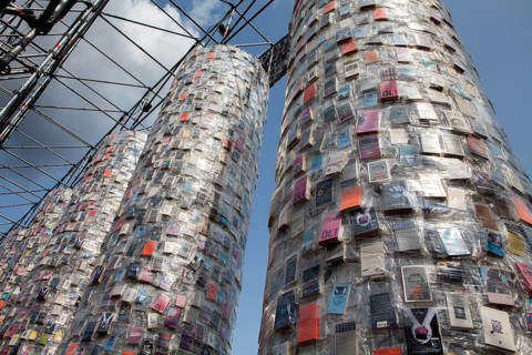 'The Parthenon of Books' by the Argentinian conceptual artist Marta Minujin, banned books,