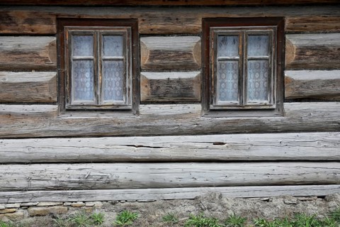 Traditional wooden houses in the village of Chocholow, Podhale-style wooden architecture, listed by