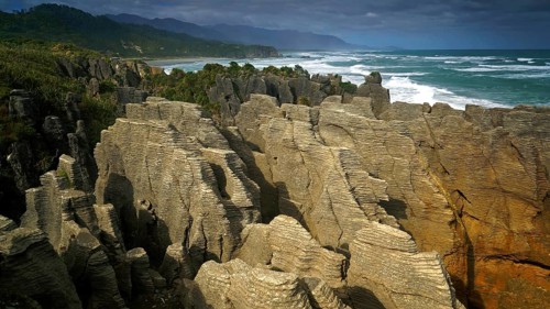 New Zealand, South Island, rocks, coasts, Pancake Rocks, landscape, sea, New Zealand