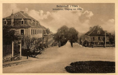 Historical postcard around 1900, Ballenstedt im Harz, castle, Harz district in Saxony-Anhalt,