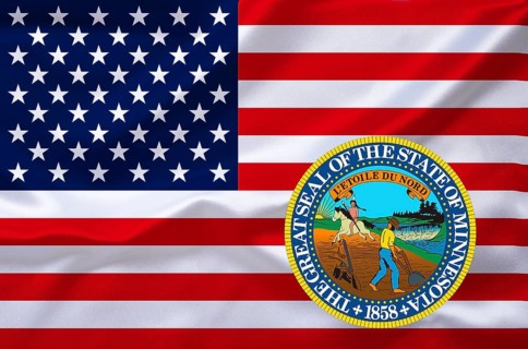 The flag of the USA with the coat of arms of Minnesota, Studio