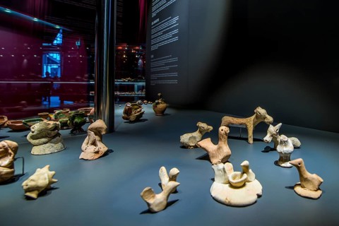 Artifacts at the El Born Cultural and Memorial Centre archeological site and museum, Barcelona,