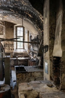 Historic forge, forge and chimney, museum, Salem Castle, former imperial abbey, former monastery of