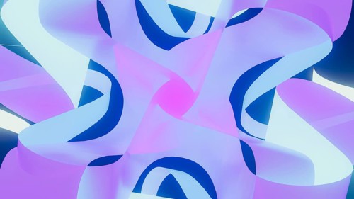 Bright neon lights form dynamic shapes that intertwine, showcasing an artistic blend of color and