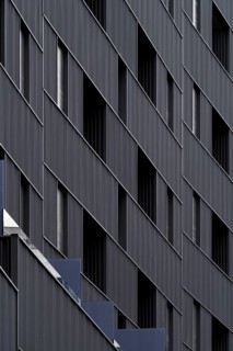 Sustainable modern architecture with building showcasing eco-friendly design elements such as