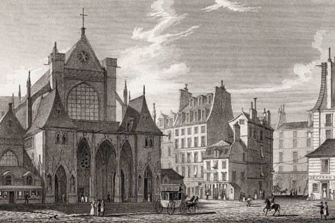 The Benedictine Abbey of Saint-Germain-des-Prés, Paris, antique steel engraved print, 1831
