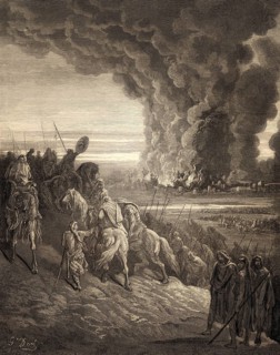 Joshua Burns the Town of Ai, Old Testament, Gustave Doré, 1863