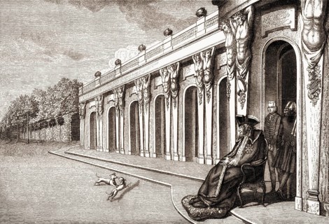 Frederick II or Frederick the Great, 1712-1786, King of Prussia in his last days on the terrace of