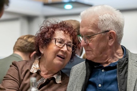 Gerlinde and Winfried Kretschmann. Political Ash Wednesday of the Green Party in Biberach.