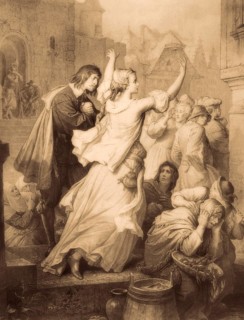 Clarchen calls the citizens to fight, scene from Egmont, a play by Johann Wolfgang von Goethe,