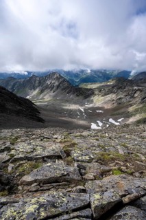 View of a mountain cirque and the Venediger group, hike to the summit of the Lasörling, Lasörling