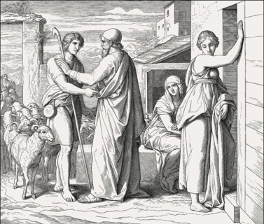 Jacob works for Laban, Old Testament, by Julius Schnorr von Carolsfeld, 1860