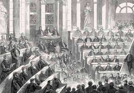 Achille Léonce Victor Charles, 3rd Duke of Broglie, arrives at the Académie française, Paris, 19th