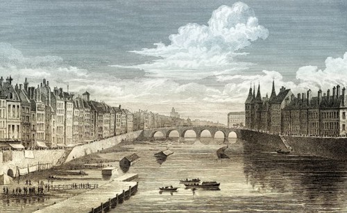 Pont au Change, Paris, antique steel engraved print, 1831