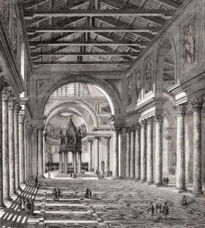 Interior view of Old St. Peter's Basilica, Vatican, Rome, Italy