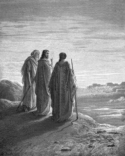 Jesus and the disciples on the way to Emmaus near Jerusalem, Luke chapter 24, verse 13, village of