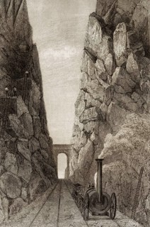 Einschnitt Olive Mount, Liverpool and Manchester Railway, England, 19. Jahrhundert
