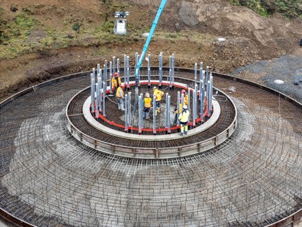 Concreting, concreting the foundation of a wind turbine, more than 600 cubic meters of concrete