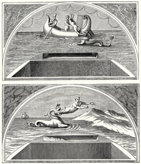 Prophet Jonah being thrown into the Sea, Catacomb of Priscilla, Rome, Italy