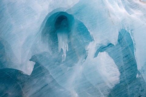 Ice details in Glacier Cave, Ice Cave, Morteratsch Glacier, Engadin, Graubünden, Switzerland