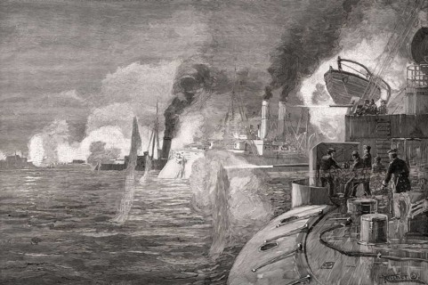 The Battle of Taku or Dagu Forts, China, Boxer Rebellion, June 1900