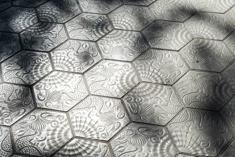 Pavement paving on Passeig de Gràcia designed by Antoni Gaudí, Barccelona, Spain