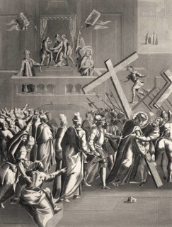 Pilate sentences Christ, New Testament, steel engraving 1853, digitally
