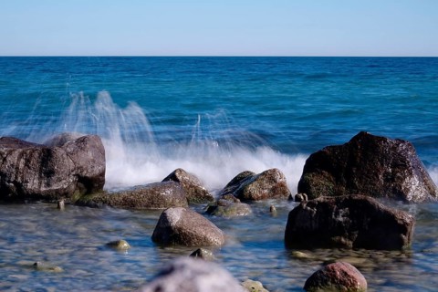 Wave play, Baltic Sea beach, Mecklenburg-Western Pomerania, Germany