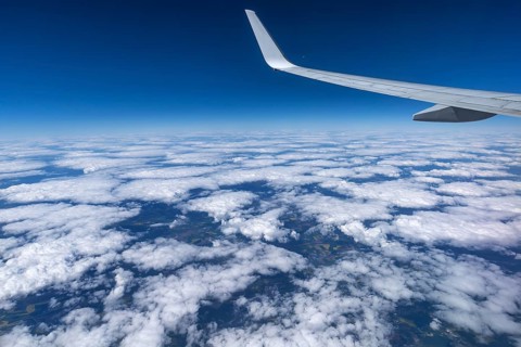 Clouds over Franconia seen from an airplane, Bavaria, Germany
