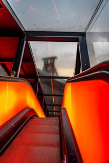 Zeche Zollverein, rainy day, ride on the escalator of the Ruhr Museum, in the coal washing plant,