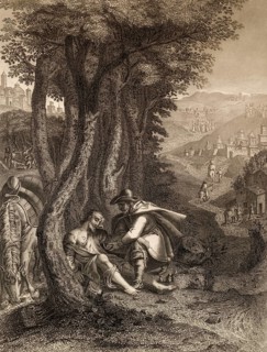 Parable of the Good Samaritan, New Testament, steel engraving 1853, digitally restored