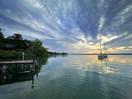 Evening atmosphere, sailing boats on Lake Starnberg, Bavaria, Germany
