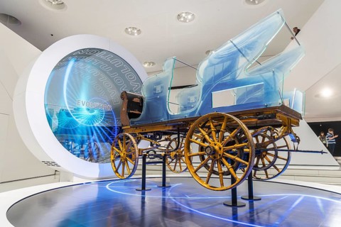 Porsche Museum Stuttgart-Zuffenhausen. Egger-Lohner C2 Phaeton electric car. model The automotive