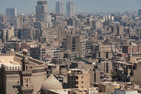 Cityscape view of Cairo, the crowded capital of Egypt a sprawling metropolis beside the River Nile