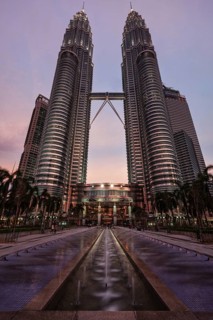 KUALA LUMPUR, MALAYSIA, MAY 5: Petronas Twin Towers in twilight on May 5, 2011 in Kuala Lumpur.