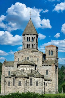 Saint Nectaire. Roman church. Puy de Dome department. Auvergne Rhone Alpes. France
